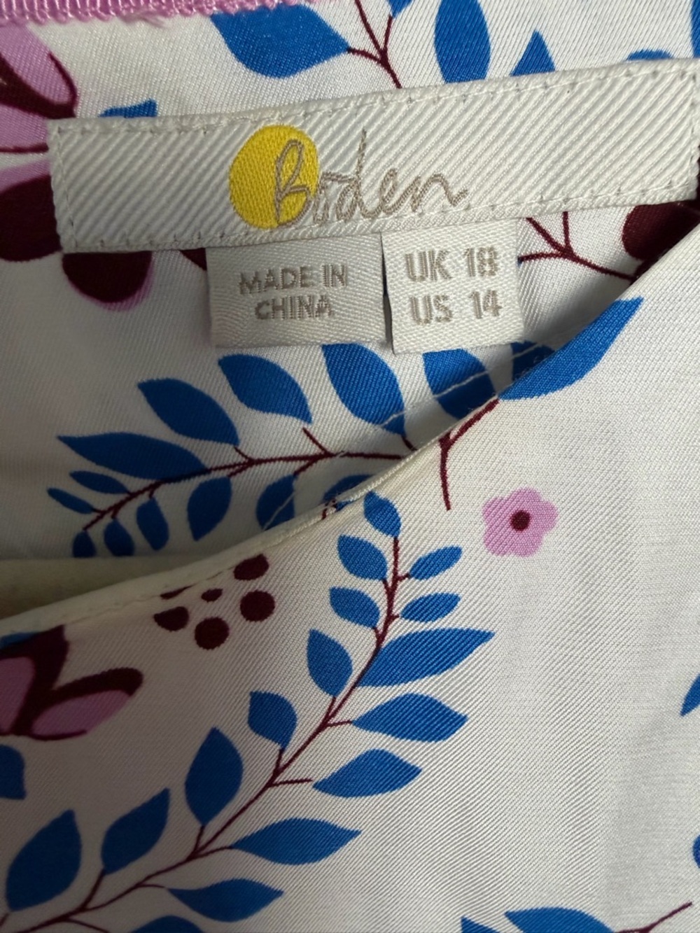 NWT Boden Silk Blend Floral Nadine Blouse 3/4 Sleeve White Blue Top Office 14 - Picture 3 of 3